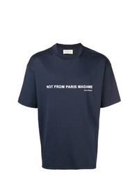 T-shirt girocollo stampata blu scuro di Drôle De Monsieur