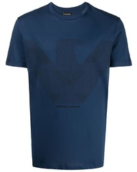 T-shirt girocollo stampata blu scuro di Emporio Armani