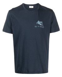 T-shirt girocollo stampata blu scuro di Etro