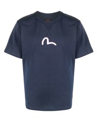 T-shirt girocollo stampata blu scuro di Evisu