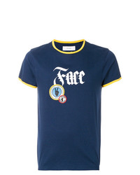 T-shirt girocollo stampata blu scuro di Facetasm