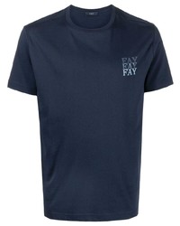 T-shirt girocollo stampata blu scuro di Fay