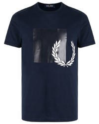 T-shirt girocollo stampata blu scuro di Fred Perry