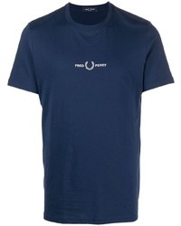 T-shirt girocollo stampata blu scuro di Fred Perry