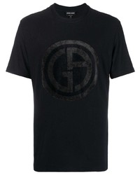T-shirt girocollo stampata blu scuro di Giorgio Armani