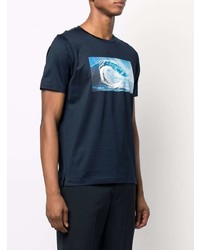 T-shirt girocollo stampata blu scuro di Canali