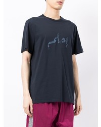 T-shirt girocollo stampata blu scuro di Qasimi