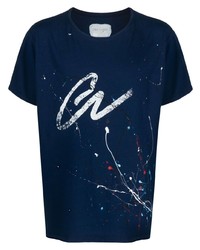 T-shirt girocollo stampata blu scuro di Greg Lauren