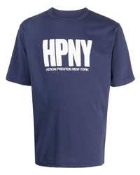 T-shirt girocollo stampata blu scuro di Heron Preston