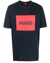 T-shirt girocollo stampata blu scuro di Hugo
