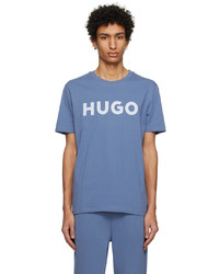 T-shirt girocollo stampata blu scuro di Hugo