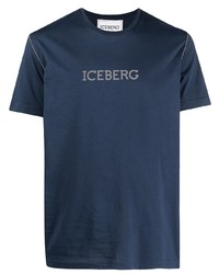 T-shirt girocollo stampata blu scuro di Iceberg