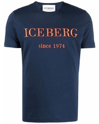 T-shirt girocollo stampata blu scuro di Iceberg