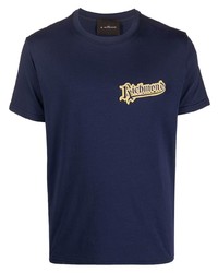 T-shirt girocollo stampata blu scuro di John Richmond