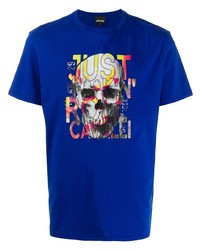 T-shirt girocollo stampata blu scuro di Just Cavalli