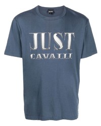 T-shirt girocollo stampata blu scuro di Just Cavalli