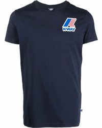 T-shirt girocollo stampata blu scuro di K-Way R&D