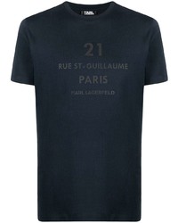 T-shirt girocollo stampata blu scuro di Karl Lagerfeld