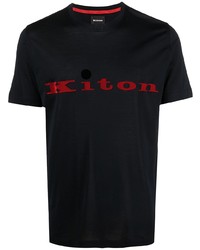 T-shirt girocollo stampata blu scuro di Kiton