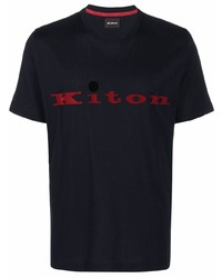 T-shirt girocollo stampata blu scuro di Kiton