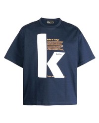 T-shirt girocollo stampata blu scuro di Kolor