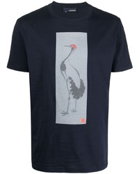 T-shirt girocollo stampata blu scuro di Lardini