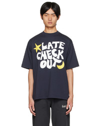 T-shirt girocollo stampata blu scuro di Late Checkout