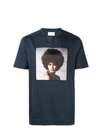 T-shirt girocollo stampata blu scuro di Limitato