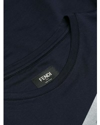 T-shirt girocollo stampata blu scuro di Fendi
