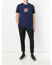 T-shirt girocollo stampata blu scuro di Fila