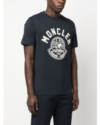 T-shirt girocollo stampata blu scuro di Moncler