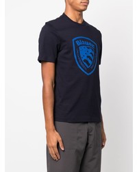 T-shirt girocollo stampata blu scuro di Blauer