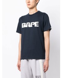 T-shirt girocollo stampata blu scuro di A Bathing Ape