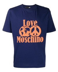 T-shirt girocollo stampata blu scuro di Love Moschino