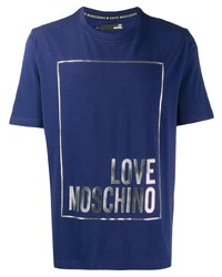 T-shirt girocollo stampata blu scuro di Love Moschino