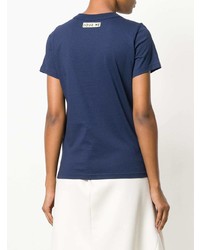 T-shirt girocollo stampata blu scuro di Jour/Né