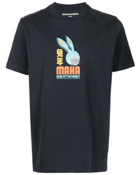 T-shirt girocollo stampata blu scuro di Maharishi