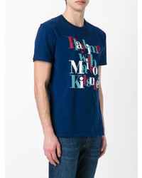 T-shirt girocollo stampata blu scuro di MAISON KITSUNÉ