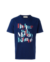 T-shirt girocollo stampata blu scuro di MAISON KITSUNÉ