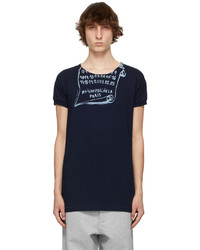 T-shirt girocollo stampata blu scuro di Maison Margiela