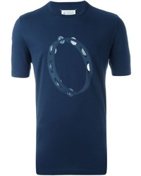 T-shirt girocollo stampata blu scuro di Maison Margiela