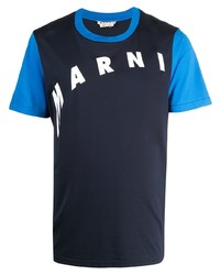 T-shirt girocollo stampata blu scuro di Marni