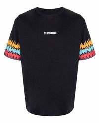 T-shirt girocollo stampata blu scuro di Missoni
