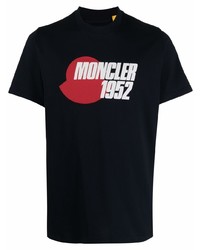 T-shirt girocollo stampata blu scuro di Moncler