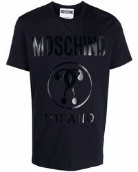 T-shirt girocollo stampata blu scuro di Moschino
