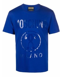 T-shirt girocollo stampata blu scuro di Moschino