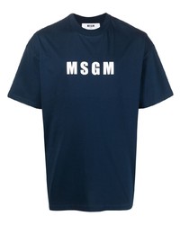T-shirt girocollo stampata blu scuro di MSGM