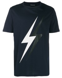 T-shirt girocollo stampata blu scuro di Neil Barrett