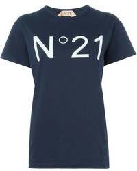 T-shirt girocollo stampata blu scuro di No.21