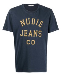 T-shirt girocollo stampata blu scuro di Nudie Jeans